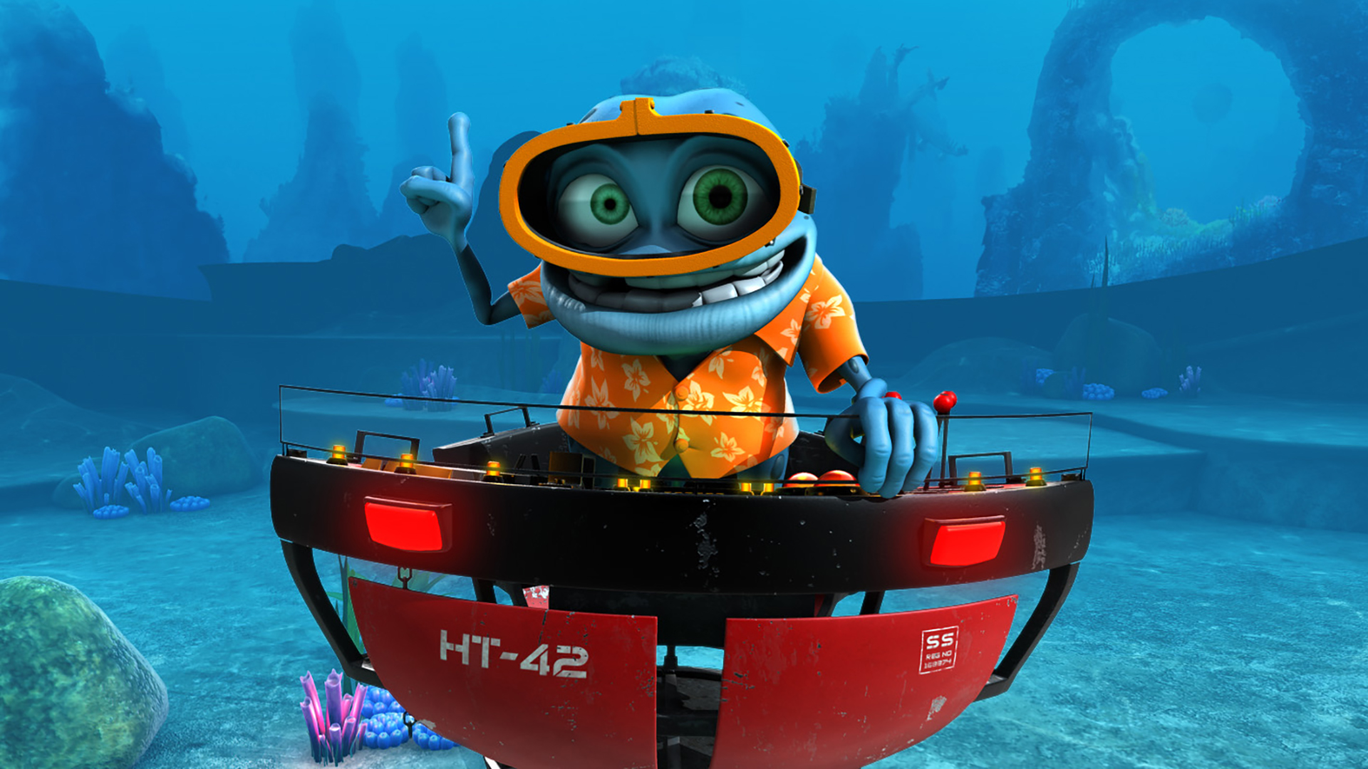 Crazy Frog exploring an underwater world